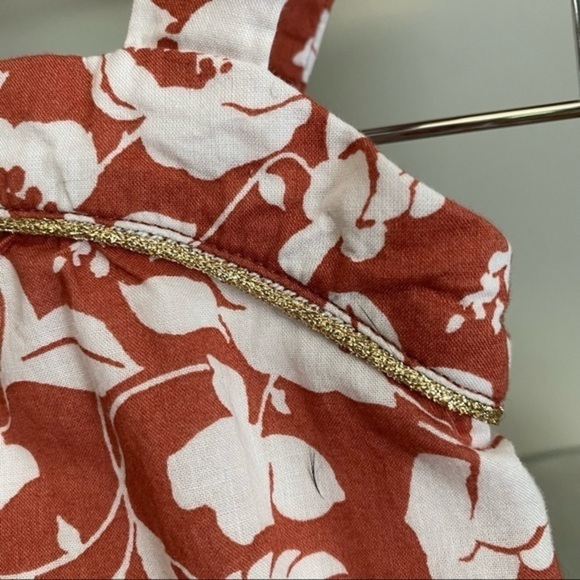 Janie and Jack Rust Orange Floral Print Ruffle Smocked Tank Top - Picture 5 of 10